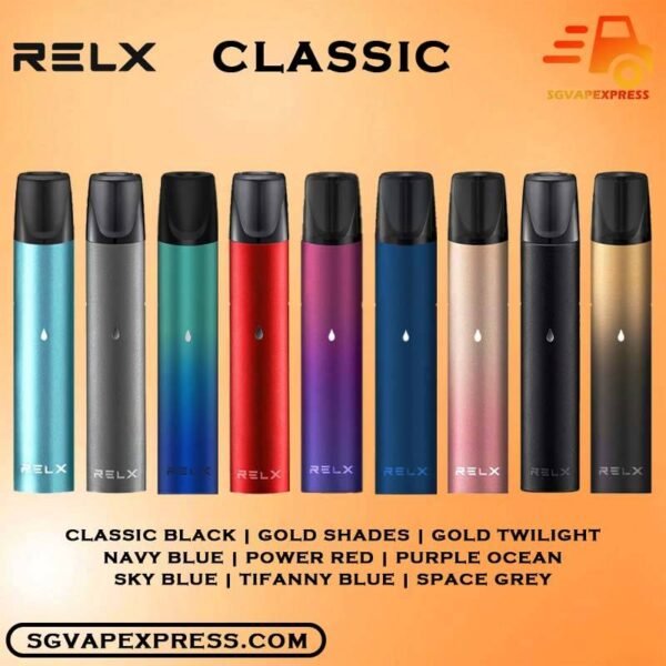 RELX CLASSIC DEVICE - SGVAPEXPRESS VAPE SINGAPORE COD RELX CLASSIC DEVICE Ready stock in vape singapore sg cod same day delivery , the kit combines elegant designs with innovative next-generation technology to provide beginner vapers with the most advanced electronic vapor cigarette starter kit available online. Each vape pen is the culmination of our precise production process. We carefully monitor every step of the process, from design to manufacturing, to present new vapers with easy-to-use and efficient vaping devices. With our stylish vape pens, RELX hopes to provide smokers an alternative to cigarette smoking. The RELX DEVICE features a 350mAH for long lasting everyday vaping and a massive 2.0ml capacity for its pre-filled nicotine salt e-juice pods that lasts approximately 650 puffs. RELX Classic pods come in wide range of flavors to choose from currently over 10+ flavors and counting. Specifications : Closed Pod / Cartridge System All-in-One Device Built-in Battery 350mAh Maximum Wattage: 6W E-Liquid Capacity: 2ml Package Included: 1x Relx Device 1x USB Cable ⚠️RELX CLASSIC DEVICE COMPATIBLE WITH⚠️ GENESIS POD J13 POD KIZZ POD LANA POD RELX CLASSIC POD R-ONE POD SP2 POD ZENO POD ZEUZ POD ⚠️RELX CLASSIC DEVICE COLOR LIST⚠️ Black Blue Sunset Glow Grey Red Pink Solar Eclipse Sky Blue Purple Ocean Tiffany Blue Vape Singapore SGVAPEXPRESS , Same day delivery in Singapore all area. Contact with us : WhatsApp SGVAPEXPRESS Join with us : Telegram Channel Group Placing order Before 5pm ,Received Parcel at evening 20:00pm - 23:00pm.