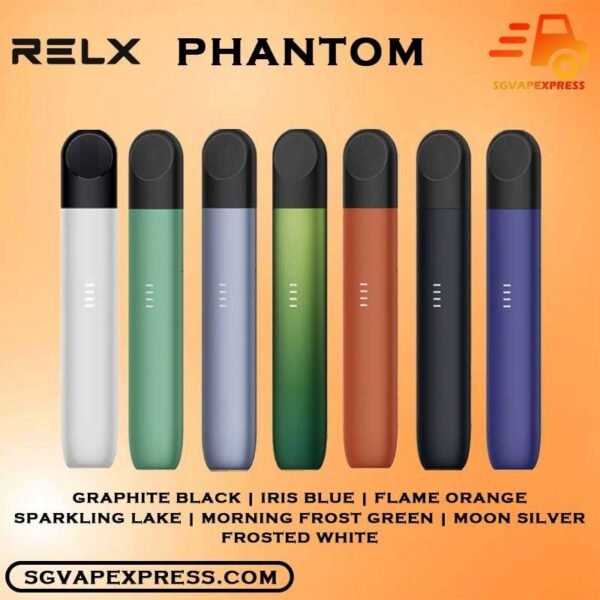 RELX PHANTOM DEVICE ( Infinity Plus ) - SGVAPEXPRESS VAPE SINGAPORE SG COD This vape also is Relx infinity plus device , phantom ready stock in vape singapore store online shop line up. The unique 4-scale battery indicator design on the RELX PHANTOM DEVICE can display the remaining battery and charging progress at any time, so as to relieve the user’s anxiety about the unknown battery. At the same time, technological breakthroughs have been achieved in terms of charging speed, battery capacity, oil leakage prevention technology, and material technology. In terms of power consumption, RELX Phantom uses type-C standard interface input. Compared with RELX’s first-generation products, the new product’s battery capacity has increased by 9% and the charging efficiency has increased by 31%. In addition, the Phantom has been improved and upgraded in ten performance aspects such as oil leakage prevention, suction experience, product safety, service life, and product feel, and the product strength has been comprehensively improved. Specification : Product Name: RELX Phantom pod system Battery capacity: 380mAh Package Included : 1 x Device 1 x USB Type-C charging cable ⚠️RELX PHANTOM DEVICE COMPATIBLE WITH⚠️ ISHO INFINITY POD LANA INFINITY POD RELX INFINITY POD ZEUZ INFINITY POD RELX POD REAL ⚠️RELX PHANTOM DEVICE COLOR LINE UP⚠️ Graphite Black Iris Blue Flame Orange Sparkling Lake Morning Frost Green Moon Silver Frosted White Vape Singapore SGVAPEXPRESS , Same day delivery in Singapore all area. Contact with us : WhatsApp SGVAPEXPRESS Join with us : Telegram Channel Group Placing order Before 5pm ,Received Parcel at evening 20:00pm - 23:00pm.