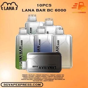 10 PCS X LANA BAR BC 6000 DISPOSABLE BUNDLE - SGVAPEXPRESS VAPE SINGAPORE SG SHOP The 10PCS X LANA BAR BC 6000 DISPOSABLE BUNDLE Package include : Choose 10 Pcs of LANA BAR BC 6K Puffs with amazing price ! Free Gift x1 FREE DELIVERY The Lana Bar Bc 6000 Puffs Disposable Vape Ready stock in our sg singapore store online shop for same day delivery.This Kit is a signature model from LanaVape. As the top-selling product of Lana Vape, it offers an impressive selection of over 30 distinct flavors, each containing 3% nicotine . Every flavor delivers a cool and slightly sweet taste that’s both invigorating and satisfying. Discover out signature Tie Guan Yin flavor, alongside popular options like Lana bar bc 6k Freezy Watermelon , Freezy Grapple, Watermelon Strawberry, Freezy Lychee, Lemon Cola, and Freezy Lemon Tea. For those craving extra sweetness, you can also enjoy Zesty Sprite or Fizzy 100 Plus flavors. Specification: Nicotine 30mg (3%) Approx. 6000 Puffs Capacity 8ml Rechargeable Battery 500mAh Charging Port: Type-C ⚠️LANA BAR BC 6000 PUFFS FLAVOUR LIST⚠️ Freezy 100 Plus Freezy Grapple Freezy Lemon Tea Freezy Lychee Freezy Mango Freezy Watermelon Honey Peach & Bubble Lemon Cola Lemongrass Peach Oolong Peppermint Strawberry Watermelon Tie Guan Yin Zesty Sprite Vape Singapore SGVAPEXPRESS , Same day delivery in Singapore all area. Contact with us : WhatsApp SGVAPEXPRESS Join with us : Telegram Channel Group Placing order Before 5pm ,Received Parcel at evening 20:00pm - 23:00pm.