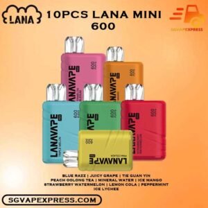 10 X PCS LANA MINI 600 DISPOSABLE BUNDLE - SGVAPEXPRESS VAPE SINGAPORE SG SHOP The 10 X PCS LANA MINI 600 DISPOSABLE BUNDLE Package include : Choose 10 Pcs of LANA MINI 600 Puffs with amazing price ! Free Gift x1 FREE DELIVERY The Lana Mini 600 Disposable Vape Ready stock in our sg singapore store online shop for same day delivery. This Kit is a refreshing and invigorating vape device that combines the luscious taste of ripe mangoes with a cool and icy twist. With every puff, experience the tropical sweetness of mangoes followed by a refreshing blast of menthol that will awaken your senses and transport you to a paradise of flavor. Lana Mini vape has a small body, large capacity, compact structure, ultra-thin body, small size, easy to carry. It is full of smoke, rich in taste and high in taste reduction. Equipped with the latest LANA technology, it features a mesh coil for enhanced flavor preservation. Upgrade your vaping experience with style and innovation. Specification : Nicotine Strength: 3%(30mg) E-Liquid Capacity: 2ml Battery Capacity: 500mAh ⚠️LANA MINI 600 FLAVOUR LINE UP⚠️ Juicy Grape Peach Oolong Tea Tieguanyin Tea Mineral Water Lemon Cola Blue Razz Peppermint Iced Lychee Iced Mango Strawberry Watermelon Strawberry Kiwi Cherry Banana Double Apple Watermelon Bubblegum Pina Colada Triple Mango Triple Melon Grape Passion Fruit Strawberry Energy Vape Singapore SGVAPEXPRESS , Same day delivery in Singapore all area. Contact with us : WhatsApp SGVAPEXPRESS Join with us : Telegram Channel Group Placing order Before 5pm ,Received Parcel at evening 20:00pm - 23:00pm.