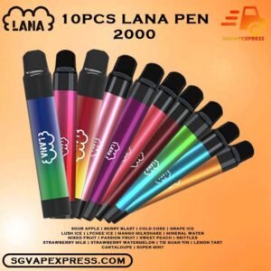 10PCS LANA PEN 2000 DISPOSABLE BUNDLE - SGVAPEXPRESS VAPE SINGAPORE SG SHOP The Lana Pen 2000 Puffs ( 2K ) Disposable Vape Ready stock in our sg singapore store online shop for same day delivery. This Kit has a fashionable appearance. It uses a stainless steel tube as a carrier and wraps a layer of transparent glass. Lana always pays attention to the user's comfort and brings customers the ultimate holding experience. The Lana pen is equipped with a high-quality filter cotton core, and the newly developed fog Chemical technology, intelligent temperature control chip, the cigarette holder adopts ergonomic design, which fits most people's lips and creates a natural smoking experience. The Lana pen does not need to be charged repeatedly and can be thrown away after use. The built-in battery capacity of 1000mAh, 6ml of cigarette The oil reserve ensures that users can finish each Lana vape, and each can pump 2000puffs on average. Lana pays attention to the use experience of each customer and continuously improves the product, only to bring better products to customers. Specification : Puff: 2000 Puffs Nicotine Strength: 3.5% (35mg) E-Liquid Capacity: 6ml Battery Capacity: 1000mAh Package Include : 10 X LANA PEN 2000 Puffs Free Delivery Charge ⚠️LANA PEN 2000 FLAVOUR LINE UP⚠️ Sour Apple Berry Blast Cold Coke Grape Ice Lush Ice Lychee Ice Mango Milkshake Mineral Water Mixed Fruit Passion Fruit Sweet Peach Skittles Strawberry Milk Strawberry Watermelon Tie Guan Yin Lemon Tart Cantaloupe Super Mint Coconut Juice Lime Passion Fruit Vape Singapore SGVAPEXPRESS , Same day delivery in Singapore all area. Contact with us : WhatsApp SGVAPEXPRESS Join with us : Telegram Channel Group Placing order Before 5pm ,Received Parcel at evening 20:00pm - 23:00pm.