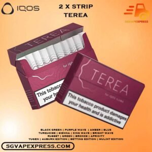 2 STRIP X IQOS TEREA FLAVOUR BUNDLE - SGVAPEXPRESS VAPE SINGAPORE SG SHOP The 2 STRIP X TEREA FLAVOUR BUNDLE Package include : Choose 2 X of TEREA FLAVOUR with amazing price ! (Per Strip 10 pack, Total 20 pack) Free Gift x1 FREE DELIVERY The Iqos Terea Flavour is Ready stock in our sg singapore store online shop for same day delivery.The Terea Refilled is only can used with ILUMA DEVICE Series Kit of ILUMA PRIME , ILUMA ONE and ILUMA PRIME.  PER STRIP Flavour available 10 pack inside (per pack 20stick) , SG Shop Ready Stock . Experience: Both TEREA and HEETS heat the tobacco from inside instead of burning it, without any smoke or ash and less smell than cigarettes. However,  sticks are sealed. When they are used with IQOS ILUMA, there is no tobacco residue and no need to clean the device after use. Order now with Us get it same day delivery Singapore Cash deal. ⚠️TEREA OPTION (HEATING) LINE UP⚠️ Bronze (Taste: Cocoa) Sienna (Taste: Black Tea) Apricity (Taste: Caramel with Apricot) Russet (Taste: Rich Toasted Tobacco Blend) Amber (Taste: Toasted Tobacco, Woody And Nutty Notes) Yugen (Taste: Smooth ,Expertly Balanced Tobacco Blend) Auburn Edition (Taste: Balanced and Fruity tobacco) Betting Edition Mulint Edition ⚠️TEREA OPTION (COOLING) LINE UP⚠️ Black Green (Taste: Frosty Pear) Yugen (Taste: Lavender with pear) Purple (Taste: Blueberry) Bright Wave (Taste: Citrus) Blue (Taste: Pepermint) Green (Taste: Pepermint) Turquoise (Taste: Blended Tobacco, Cool Menthol And Zesty Notes) Zing Wave (Taste: Heated Tobacco) Vape Singapore SGVAPEXPRESS , Same day delivery in Singapore all area. Contact with us : WhatsApp SGVAPEXPRESS Join with us : Telegram Channel Group Placing order Before 5pm ,Received Parcel at evening 20:00pm - 23:00pm.