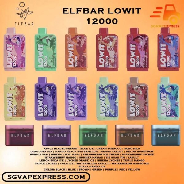 ELF BAR LOWIT 12000 DISPOSABLE - SGVAPEXPRESS SINGAPORE SG COD The ELF BAR LOWIT 12000 DISPOSABLE Ready stock in our sg singapore store online shop for same day delivery. Elfbar Lowit 12000 Puffs is a Battery & Prefilled Pod system , is Malaysian E-Cigarette specially produced to suits the Malaysian taste buds with rich aromas and delicious flavors. Reaching the Moment of Satisfaction in One Second! The Elfbar Lowit 12000 Puff Disposable is a luxurious vaping experience perfect for any connoisseur. With a rechargeable battery, a separated juice cartridge, and a wide variety of flavours, you can take your time and savour every puff. Its 12K puffs provide a long lasting experience that is sure to be one of a kind. We are the best online vape store in Elfbar Singapore, therefore I guarantee you can test it Elfbar PI9000 right now at SG VAPE SINGAPORE. Try out quickly at our store now ! Specification : Nicotine : 50mg (5%) Approx : 12000 puff Mesh Coil Rechargeable Battery 500mAh Charging Port: Type-C ⚠️ELF BAR LOWIT 12000 FLAVOUR ⚠️ Apple Blackcurrant Blue Ice Cream Tobacco Koko Milk Long Jing Tea Mango Peach Watermelon Mango Yakult Melon Honeydew Purple Yam Ribena Roti Kaya Strawberry Ice Cream Strawberry Lychee Strawberry Mango Summer Hawaii Tie Guan Yin Yakult Lemon Soda Ice Lychee Grape Ice Ribena Lychee Triple Mango Triple Lychee Cola Ice Watermelon Yakult Watermelon Mango Ice Guava Mango Ice ⚠️ELF BAR LOWIT 12000 DEVICE KIT⚠️ Black Blue Brown Green Purple Red Yellow Vape Singapore SGVAPEXPRESS , Same day delivery in Singapore all area. Contact with us : WhatsApp SGVAPEXPRESS Join with us : Telegram Channel Group Placing order Before 5pm ,Received Parcel at evening 20:00pm - 23:00pm.