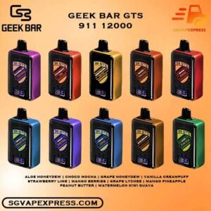 GEEK BAR ( GEEKBAR ) GTS 911 12000 DISPOSABLE - SGVAPEXPRESS VAPE SINGAPORE SG SHOP Geek bar ( GeekBar ) 911 GTS 12000 puffs disposable Vape Ready stock in our sg singapore store online shop for same day delivery. Available 12k Puffs With dual mesh coil technology, geekbar gts delivers the smooth and intense taste with every puff. The device features with adjustable airflow and child lock system. Specifications: Puff: 12000 Puffs Volume: 22ML Flavours Charging: Rechargeable with Type C Coil: Dual Mesh Coil Fully Charged Time: 15mins Nicotine Strength: 5% ⚠️GEEK BAR GTS 911 12000 PUFFS FLAVOUR LIST⚠️ Aloe Honeydew Choco Mocha Grape Honeydew Vanilla Creampuff Strawberry Lime Mango Berries Grape Lychee Mango Pineapple Peanut Butter Watermelon Kiwi Guava Vape Singapore SGVAPEXPRESS , Same day delivery in Singapore all area. Contact with us : WhatsApp SGVAPEXPRESS Join with us : Telegram Channel Group Placing order Before 5pm ,Received Parcel at evening 20:00pm - 23:00pm.