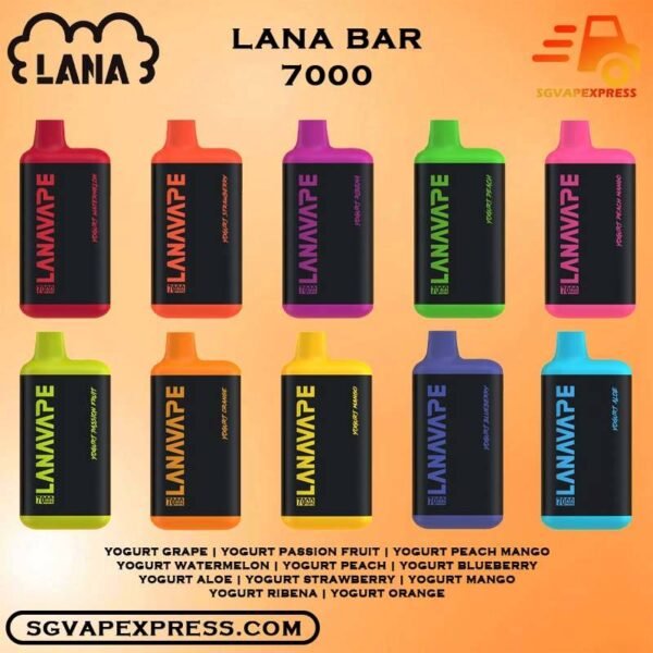 LANA BAR 7000 DISPOSABLE (Yorgurt series) - SGVAPEXPRESS VAPE SINGAPORE SG SHOP Lana Bar 7000 Puffs Disposable vape Ready stock in our sg singapore store online shop for same day delivery. This kit is a compact and stylish vape kit that offers a convenient and satisfying vaping experience, it is perfect for those who prefer a simple yet stylish look. One of the standout features of the Lanabar 7000 is its flavor options. The device offers a range of flavors to choose from, each with its own unique taste profile. The flavors are well-balanced and do not contain any harsh or irritant ingredients, making for a smooth and enjoyable vaping experience. Whether you prefer sweet, fruity, or menthol flavors, the the Lanabar 7000 has something for everyone. Specifications: Puffs : 7,000 Puff Nicotine Strength :3% 30mg Battery Capacity : 850mAh Charing Port : Rechargeable Type-C E-liquied Capacity :10ml ⚠️LANA BAR 7000 PUFFS FLAVOUR LIST⚠️ Yogurt Grape Yogurt Passion Fruit Yogurt Peach Mango Yogurt Watermelon Yogurt Peach Yogurt Blueberry Yogurt Aloe Yogurt Strawberry Yogurt Mango Yogurt Ribena Yogurt Orange Vape Singapore SGVAPEXPRESS , Same day delivery in Singapore all area. Contact with us : WhatsApp SGVAPEXPRESS Join with us : Telegram Channel Group Placing order Before 5pm ,Received Parcel at evening 20:00pm - 23:00pm.