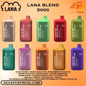 LANA BLEND 5000 DISPOSABLE - SGVAPEXPRESS VAPE SINGAPORE SG SHOP Lana Blend Special 5000 Puffs Disposable Vape Ready stock in our sg singapore store online shop for same day delivery. This Kit is a compact and stylish vape kit that offers a convenient and satisfying vaping experience, it is perfect for those who prefer a simple yet stylish look. One of the standout features of the Lanabar 5000 is its flavor options. The device offers a range of flavors to choose from, each with its own unique taste profile. The flavors are well-balanced and do not contain any harsh or irritant ingredients, making for a smooth and enjoyable vaping experience. Whether you prefer sweet, fruity, or menthol flavors, the the Lanabar 5000 has something for everyone. Another advantage of the the Lanabar 5000 is its size and portability. Specification: Nicotine 30mg (3%) Approx. 5000 puffs Capacity 13ml Rechargeable Battery 850mAh Charging Port: Type-C ⚠️LANA BLEND 5000 PUFFS FLAVOUR LIST⚠️ Aloe Yogurt Mango Peach Ice Strawberry Mango Ice Grape Apple Ice Grape Honey Grape Bubblegum Double Mint Chrysanthemum Tea Ice Lemon Tea Sea Salt Lemon Tie Guan Yin Yakult Watermelon Bubblegum Honeydew Watermelon Pomelo White Tea Vape Singapore SGVAPEXPRESS , Same day delivery in Singapore all area. Contact with us : WhatsApp SGVAPEXPRESS Join with us : Telegram Channel Group Placing order Before 5pm ,Received Parcel at evening 20:00pm - 23:00pm.