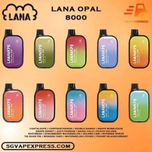 LANA OPAL 8000 Puffs DISPOSABLE - SGVAPEXPRESS VAPE SINGAPORE SG SHOP The LANA OPAL 8000 ( 8K Puffs ) Disposable vape Ready stock in our sg singapore store online shop for same day delivery. This Kit from Lana Vape company lasted product for singapore vapers choose and enjoy it! available 10+plus flavour! discover lana 8k puffs vape most popular flavours : Tea series - Tie guan yin , Sweety taste - peach oolong , Grape bubblegum , Juicy Passion , Grape Honey and cantaloupe. Special taste must is Chrysanthemun! The drink series also best seller of Rootbeer and Mangic Cola! Try it & Order now with our SGVAPEXPRESS same day delivery sg vape! Specifications: Nicotine 30mg (3%) Approx. 8000 Puffs Capacity 14ml Rechargeable Battery 650mAh Charging Port: Type-C ⚠️LANA OPAL 8000 PUFFS FLAVOUR LIST⚠️ Cantaloupe Chrysanthemum Double Mango Grape Bubblegum Grape Honey Juicy Passion Magic Cola Peach Oolong Rootbeer Strawberry Watermelon Solero Lime Supreme Sprite Tie Guan Yin Wonder Taro Watermelon Lychee Yogurt Blackcurrant Vape Singapore SGVAPEXPRESS , Same day delivery in Singapore all area. Contact with us : WhatsApp SGVAPEXPRESS Join with us : Telegram Channel Group Placing order Before 5pm ,Received Parcel at evening 20:00pm - 23:00pm.