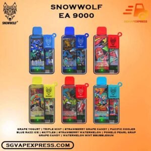SNOWWOLF EASY SMART EA 9000 / Ea9000 DISPOSABLE - SGVAPEXPRESS VAPE SINGAPORE SG SHOP Snowwolf EA 9000 / Ea9000 disposable Vape Ready stock in our sg singapore store online shop for same day delivery. as know as snowwolf easy smart, is a Malaysia brand made to satisty Malaysian taste buds. The snowwolf easy smart have amazing flavour with abit cooling taste. The cover used fashion cartoon design which make Singapore new generation cannot resist this device, it is fancy! Beside the pricing is resaonable for 9k puffs volume. Specifications: Puff : 9000 Puffs Volume : 12ML Flavour Charging : Rechargeable with Type-C Coil : Mesh Coil Fully Charged Time : 20mins Nicotine Strength : 5% ⚠️SNOWWOLF EASY SMART 9000 PUFFS FLAVOUR LIST⚠️ Grape Candy Grape Yogurt Triple Mint Strawberry Grape Candy Pacific Cooler Bluerazz Ice Skittles Watermelon Mint Bubblegum Strawberry Watermekon Pomelo Pearl Grape Vape Singapore SGVAPEXPRESS , Same day delivery in Singapore all area. Contact with us : WhatsApp SGVAPEXPRESS Join with us : Telegram Channel Group Placing order Before 5pm ,Received Parcel at evening 20:00pm - 23:00pm.
