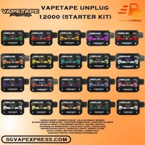 VAPETAPE UNPLUG 12000 DISPOSABLE - SGVAPEXPRESS VAPE SINGAPORE SG The Vapetape Unplug 12k Starter kit & Flavour Cartridge prefilled vape Ready stock in our sg singapore store online shop for same day delivery. Discover the freedom of Vapetape Unplug 12000 – Flavour the ultimate vape experience! Choose from 10 delicious flavors, each conveniently plug-and-use. Our innovative design features a child lock for added safety. Elevate your vaping journey with Vapetape Unplug – where flavor meets convenience. Unplug, unwind, and savor the essence of 10 unique flavors with confidence. Order now! Introducing the VAPETAPE UNPLUG 12K PUFF DISPOSABLE POD (SET KIT & CARTRIDGE PREFILLED POD), a comprehensive vaping solution designed for convenience and satisfaction. With an impressive capacity of 12,000 puffs, this set kit ensures a long-lasting and enjoyable vaping experience. The set kit includes everything you need to start vaping right away, with multiple pods for extended use. Elevate your vaping journey with the VAPETAPE UNPLUG 12K PUFF DISPOSABLE POD , available exclusively at SG VAPE Online Store. Specifications: Approx. 12000 Puffs Nicotine Strength : 5% Dual Mesh Coil Rechargeable Battery 550mAh Adjustable Airflow Child-lock Protection Charging Port: Type-C ⚠️VAPETAPE UNPLUG 12000 PUFFS FLAVOUR LIST⚠️ Apple Lychee Berries Yogurt Blackcurrant Berries Blackcurrant Bubblegum Butter Popcorn Carrot Milk Choco Mint Candy Double Grape Grape Pear Hazelnut Coffee Honeydew Bubblegum Honeydew Slurpee Kiwi Mango Watermelon Mango Slurpee Orange Mango Guava Pineapple Apple Rybena Lychee Solero Tropical Strawberry Grapple Watermelon Bubblegum Vape Singapore SGVAPEXPRESS , Same day delivery in Singapore all area. Contact with us : WhatsApp SGVAPEXPRESS Join with us : Telegram Channel Group Placing order Before 5pm ,Received Parcel at evening 20:00pm - 23:00pm.