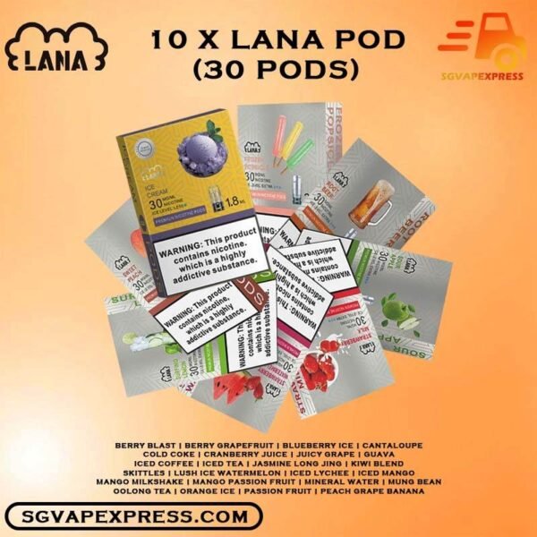 10 X LANA POD - SGVAPEXPRESS VAPE SINGAPORE SG SHOP The 10 X LANA POD Package Include : 10 X LANA POD Flavour Bundle Set Free Delivery Lana Vape FLAVOUR Prefilled Pod Product Introduction ,Ready stock At in our sg Singapore store online shop. The pods uses transparent plastic as the oil storage tank, uses high-quality ceramic cores, has the best oil sealing technology, and uses high-quality filter cotton to ensure the cleanliness of the lana pod. Each pod is pre-filled with 2.5ml e-cigarette liquid capacity and the individual Lana pods reach 600PUFFS, satisfying most people’s needs. Whether you are a consumer or an agent, Lana Pod can give you the price you want. Specifications : Pod capacity : 2.5ml Nicotine Strength : 3% (30mg) Pods Per Box : 3 Pods ⚠️LANA POD COMPATIBLE DEVICE WITH⚠️ DARK RIDER 3S DEVICE DD TOUCH DEVICE DD CUBE DEVICE LANA DEVICE INSTAR DEVICE RELX CLASSIC DEVICE SP2 BLITZ DEVICE SP2 LEGEND DEVICE SP2 M SERIES DEVICE WUUZ DEVICE ZEUZ DEVICE ⚠️LANA POD FLAVOUR LINE UP⚠️ Berry Blast Berry Grapefruit BlueBerry Ice Cantaloupe Cold Coke Cranberry Juice Juicy Grape Guava Iced Coffee Iced Tea Jasmine Long Jing Kiwi Blend Skittles Lush Ice Watermelon Iced Lychee Iced Mango Mango Milkshake Mango Passion Fruit Mineral Water Mung Bean Oolong Tea Orange Ice Passion Fruit Peach Grape Banana Peppermint Pineapple Popsicle Icy Slush Red Wine Root Beer Sour Apple Strawberry Milk Strawberry Watermelon Surfing Lemon Sweet Peach Taro Ice Cream Tie Guan Yin Vape Singapore SGVAPEXPRESS , Same day delivery in Singapore all area. Contact with us : WhatsApp SGVAPEXPRESS Join with us : Telegram Channel Group Placing order Before 5pm ,Received Parcel at evening 20:00pm - 23:00pm.