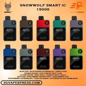 SNOWWOLF SMART IC 15000  ( 15K PUFFS ) DISPOSABLE - SGVAPEXPRESS VAPE SINGAPORE SG SHOP The SNOWWOLF SMART IC 15000 ( 15K Puffs ) Disposable vape Ready stock in our sg singapore store online shop for same day delivery. This Kit from Snow wolf  company lasted product for singapore vapers choose and enjoy it! available 10+plus flavour! The Snow wolf Powerful To Vape Simple to use! Adjusted the best condition get the best vape experience, and Regulation Voltage ,Customize your distinctive vaping style,Just 1 click to increase 1W. Power range from 5W to 15W. When you vape every puff, there will be a circuit board light display on the backside. The SNOWWOLF LOGO is particularly three-dimensional and prominent, and the overall sense of technology is stronger! New Generation smart chip Intelligent power output, more convenient to vape. 48MHz Working frequency, faster response speed. Ultra-low Standby power consumption,Longer use time. 32-bit image processing technology,better visual effects. Specifition :  Nicotine Strength: 50mg ( 5% ) Battery Capacity: 650MAH Constant Power: 5-15W Charging Port: Type-C Super Charge: 20mins to 80% ⚠️SNOWWOLF IC 15000 FLAVOUR LINE UP⚠️ Blow Pop Blue Power Watermelon Cream Cake Double Mango Kiwi Passion Fruit Aloe Lychee Grape Meta Moon Passion Fruit Yakult Skittles Strawberry Grape Candy Strawberry Kiwi Strawberry Watermelon Taro Ice Cream Watermelon Mint Bubblegum Vape Singapore SGVAPEXPRESS , Same day delivery in Singapore all area. Contact with us : WhatsApp SGVAPEXPRESS Join with us : Telegram Channel Group Placing order Before 5pm ,Received Parcel at evening 20:00pm - 23:00pm.