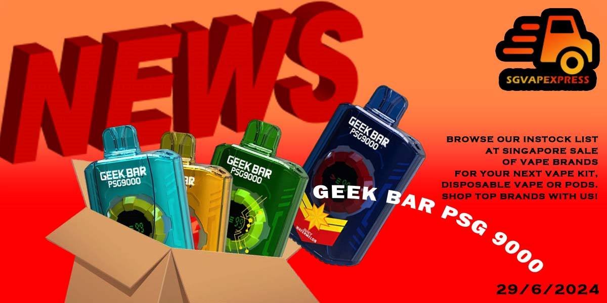 29062024-GeekBar Psg 9000 Puffs Disposable The GeekBar Psg 9000 Puffs Disposable is rechargeable vapes , Ready stock same day singapore sg delivery Now! Unleash the power of vaping with the GEEK BAR 9K Puffs. Experience an astounding capacity of up to 9K puffs, ensuring prolonged enjoyment without the hassle of frequent replacements. Embrace the convenience of its Type C Rechargeable feature, allowing you to recharge and savor your favorite flavors at your convenience. Stay in control and never miss a beat with the Smart Screen Indicator, keeping you updated on both battery and e-liquid levels in real-time. With Adjustable Airflow, tailor your vaping experience to perfection, delivering smooth and flavorful clouds that suit your unique preferences. Elevate your vaping journey today and enjoy unmatched performance, convenience, and satisfaction with the GEEKBAR! Flavours choose -Chocolate Mocha -Classic Double Rootbeer -Grape Blackcurrant -Mango Blackcurrant -Mixed Berries -Sirup Bandung -Strawberry Watermelon -Triple Mango -Vanilla Cream Puff -Watermelon Pear -Apple Asam Boi -Dewberry Cream -Ice Popsicle -Juicy Watermelon -Honeydew Melon -Mango Pineapple -Mother’s Milk -Strawberry Lemonade -Wild Berry Ice -Pomegranate Plum -Lychee Berry -Pineapple Honeydew Vape Singapore Shop Online SGVAPEXPRESS We have more than 10+ brands such as vapetape, voltbar, elf bar, lana, sp2, relx, r one, aladdin pro and more.
